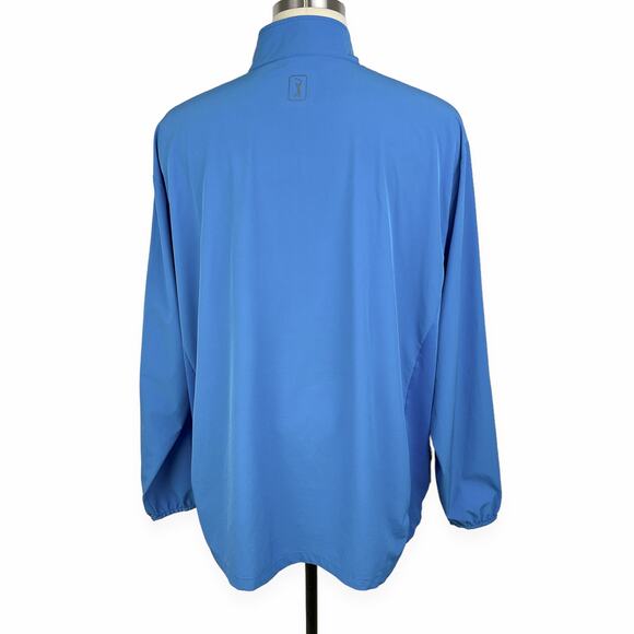 PGA Tour Golf Jacket Men XXL Quarter Zip Pullover Windbreaker Pocket Blue - Picture 2 of 9
